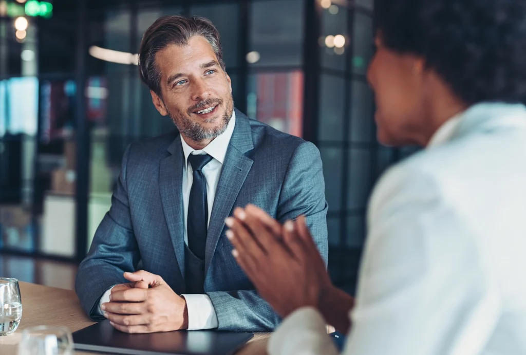 woman talking to a financial advisor